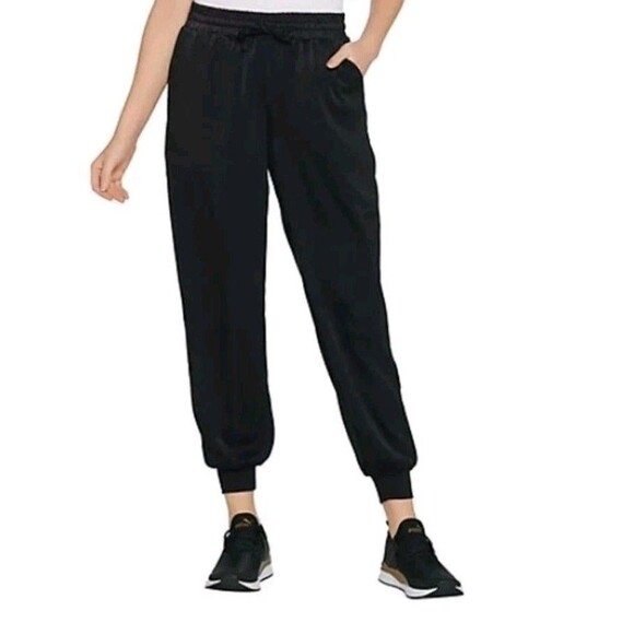 Black AnyBody Tall Satin Jogger Pants Side Pockets New Casual Lounge XL - Picture 1 of 15